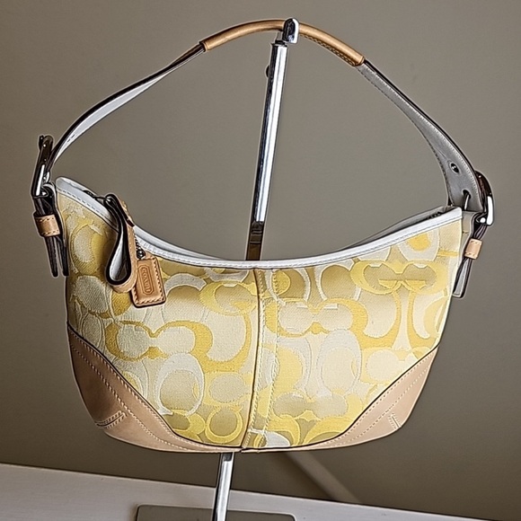 Coach 2004 Optic C Small Hobo Bag Yellow/White Signature Tan Leather Tri… - Picture 15 of 15